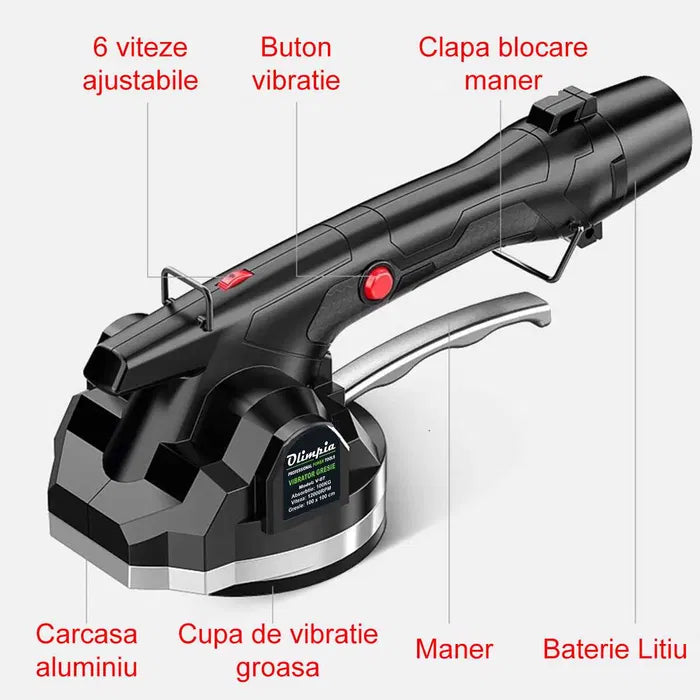 Vibrator profesional gresie OLIMPIA, 2×3Ah, 100 kg Vibrator profesional gresie OLIMPIA, 2×3Ah, 100 kg